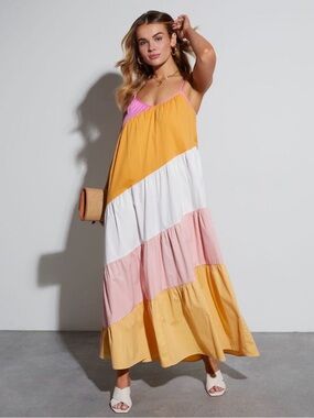 LALAVON | Dresses | Patricia Colorblock Cotton Maxi Sz M